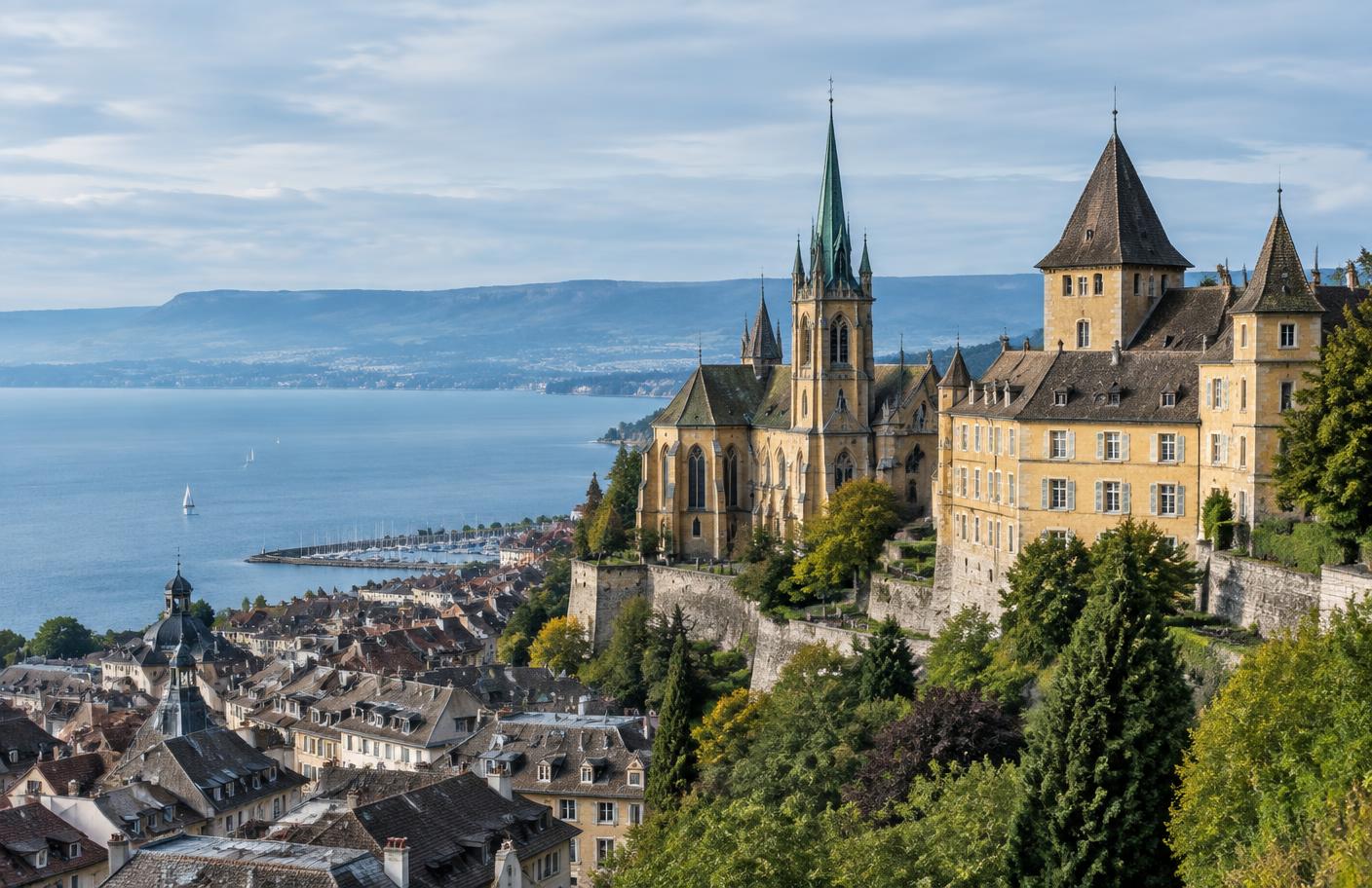 Vue éditoriale du patrimoine historique de Neuchâtel et de son lac